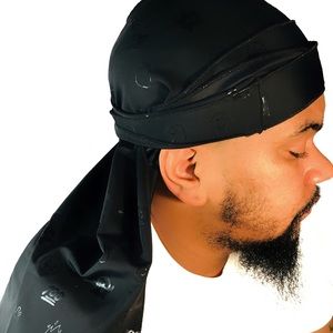 New! Black Emoji Mens Silky Durag - Unisex Biker